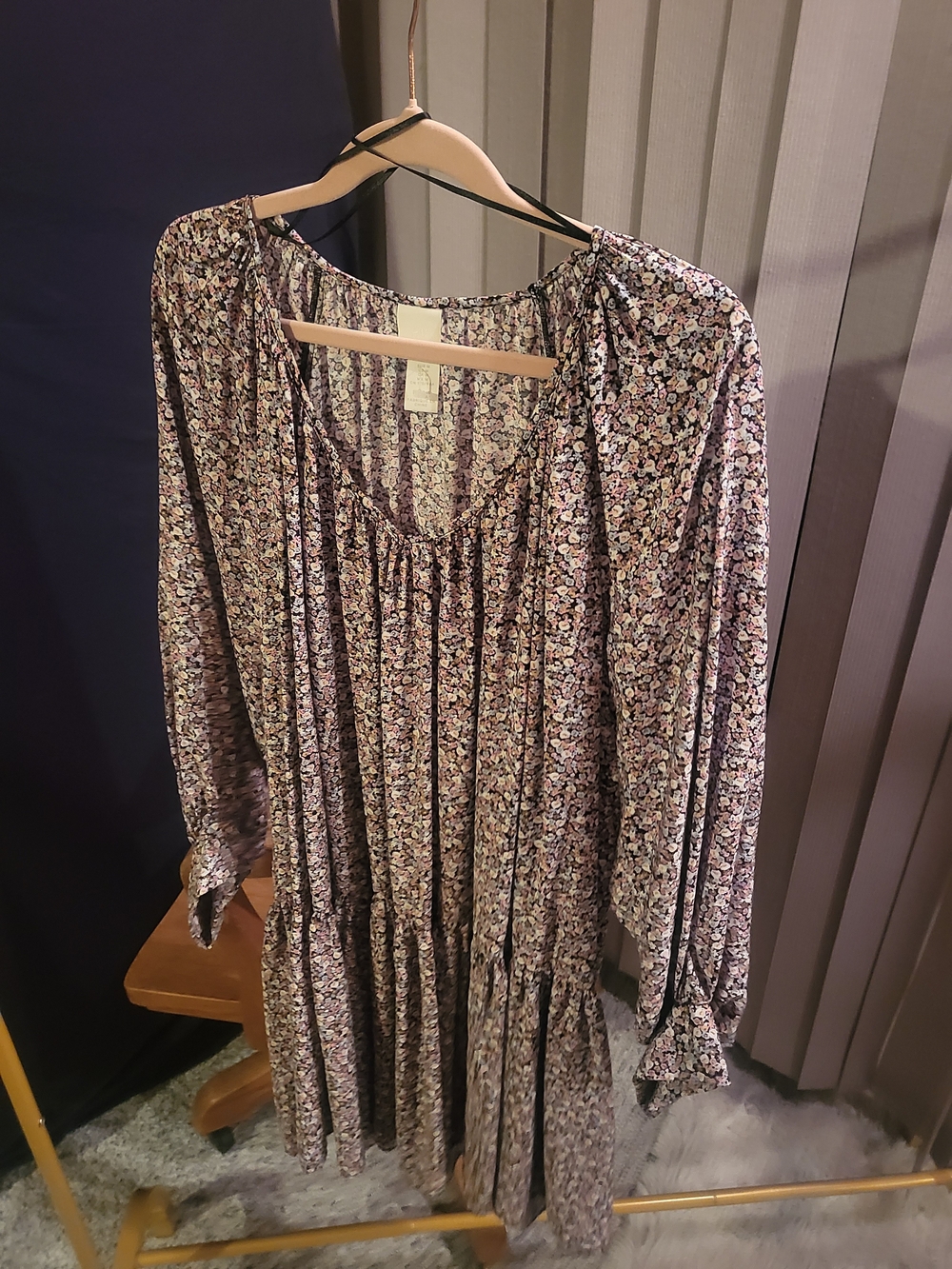 H&M Floral Midi Dress in Purple and Cream